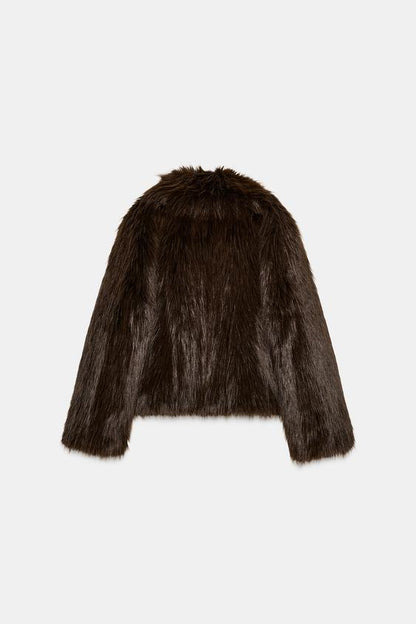 Manteau court effet fourrure