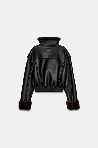 Blouson bomber double-face effet cuir