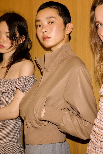 Veste bomber effet cuir
