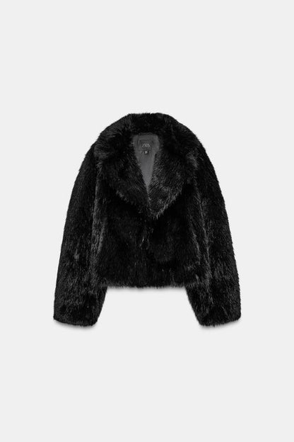 Manteau court effet fourrure