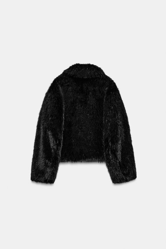 Manteau court effet fourrure