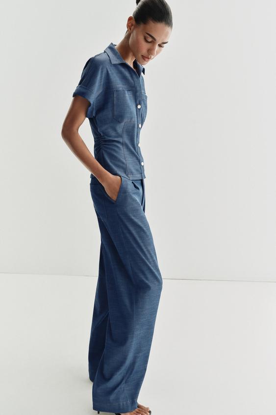 Pantalon large à taille croisée