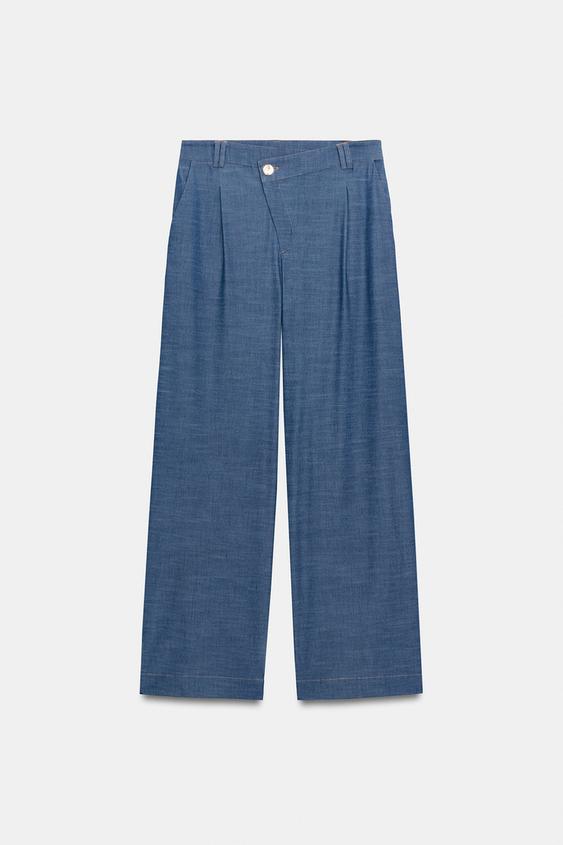 Pantalon large à taille croisée