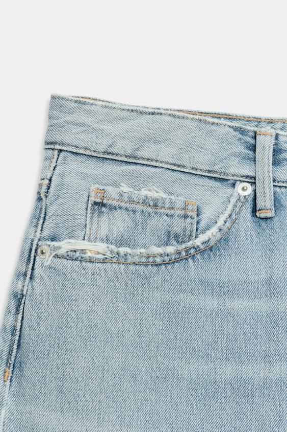 Jorts en denim TRF déchiré, taille mi-haute