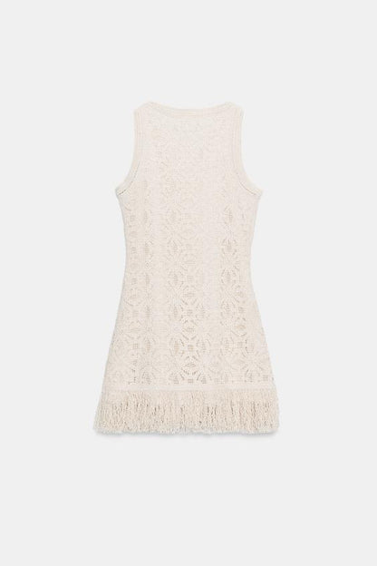 Robe courte au crochet à franges