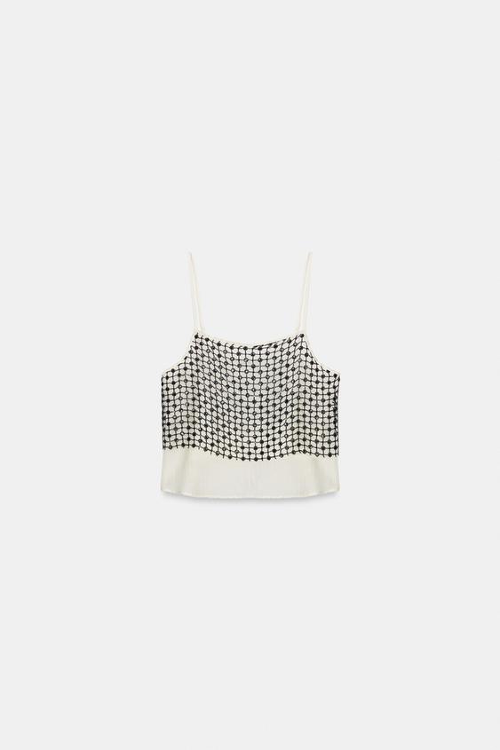 Top à sequins en fil métallisé