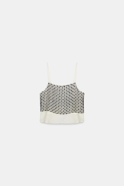 Top à sequins en fil métallisé
