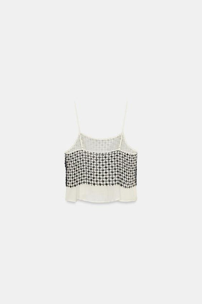 Top à sequins en fil métallisé