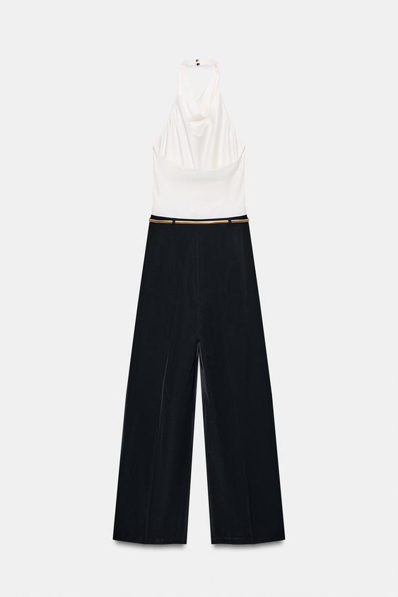 Combinaison longue dos-nu avec ceinture