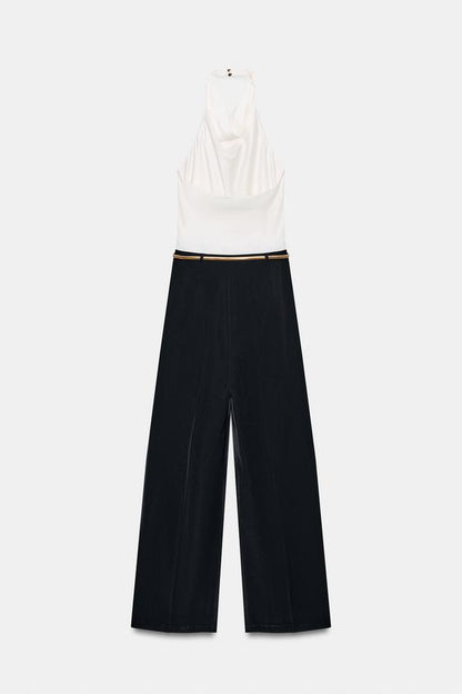 Combinaison longue dos-nu avec ceinture