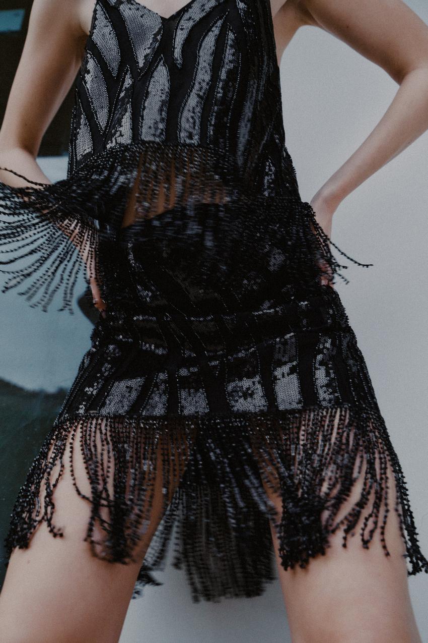 Jupe à franges à sequins