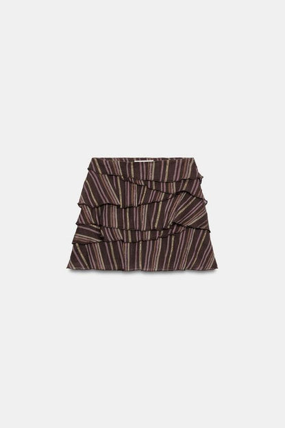 Jupe-culotte à rayures en fil métallisé