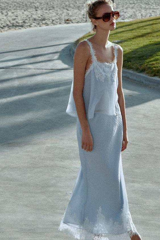 Jupe midi en dentelle