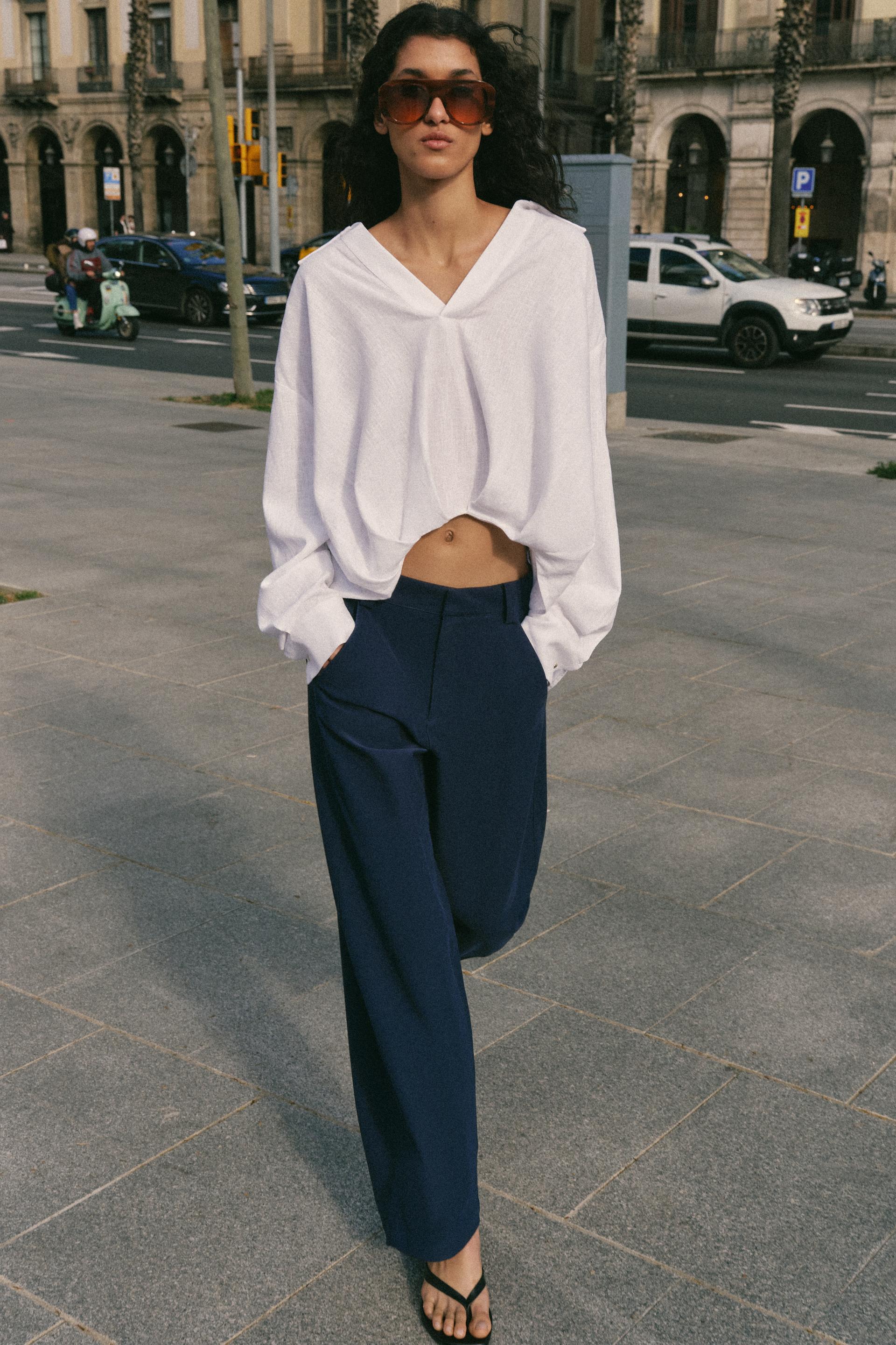 Chemise en lin à bas bouffant