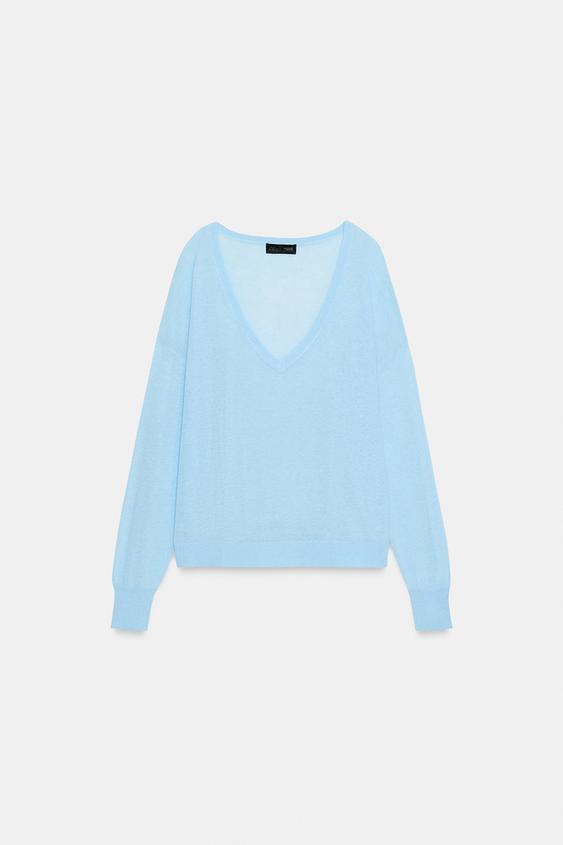 Pull en maille fine à décolleté en V