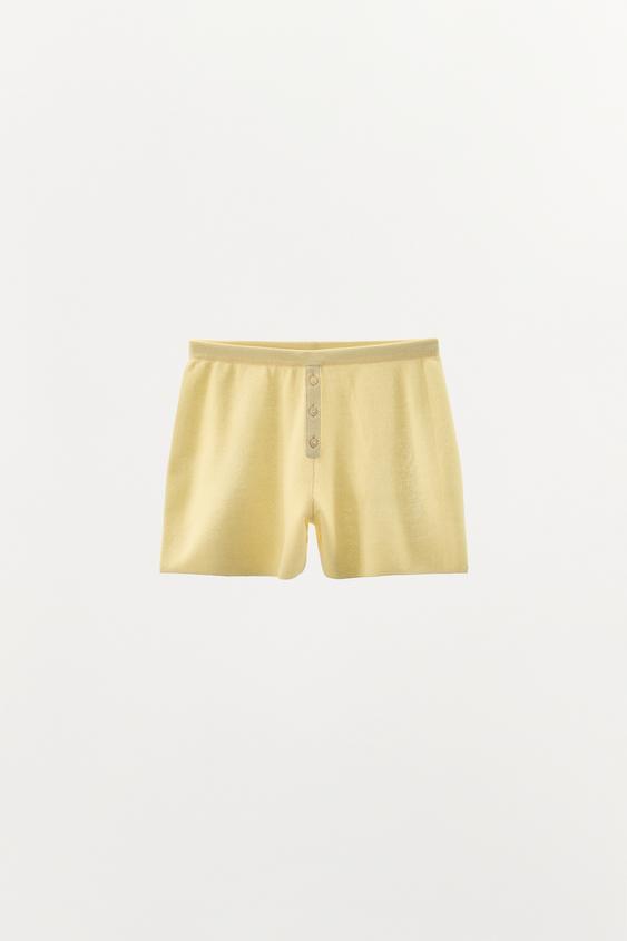 Short en mélange de coton à boutons