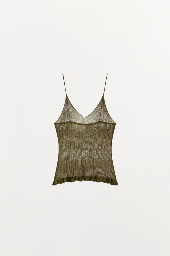 Top texturé en maille à bretelles