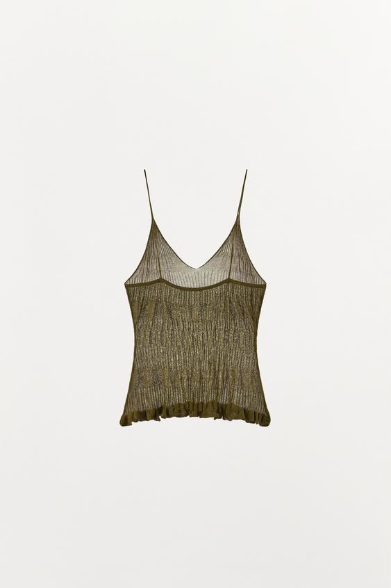 Top texturé en maille à bretelles