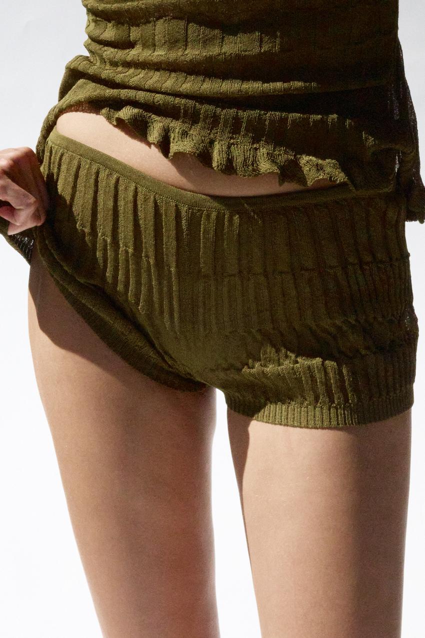 Short en maille texturée