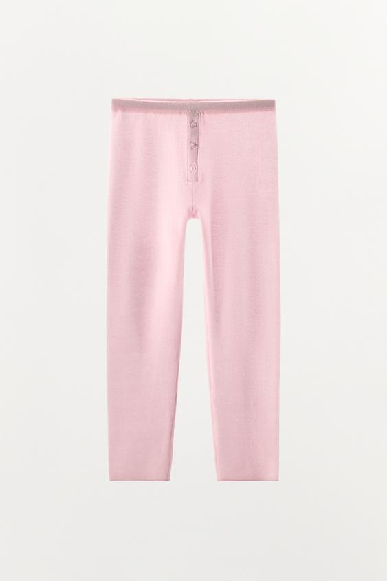 Legging capri en maille à boutons
