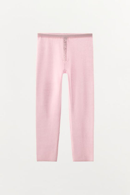 Legging capri en maille à boutons