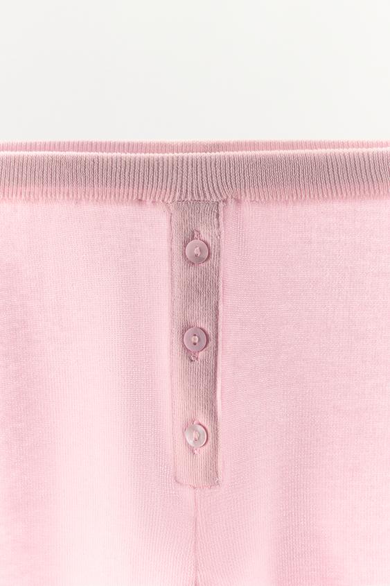 Legging capri en maille à boutons