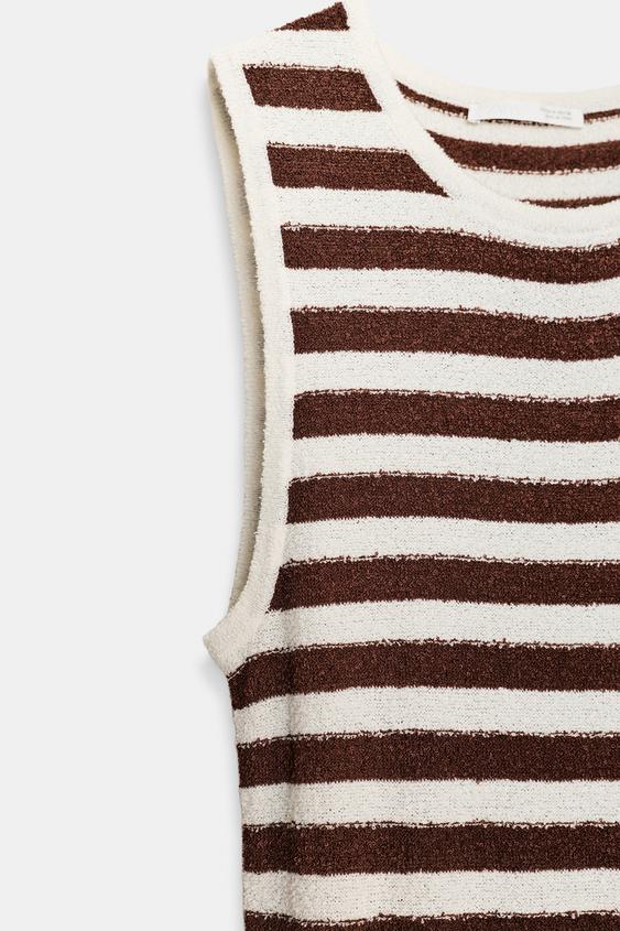Robe longue à rayures plissée texturée