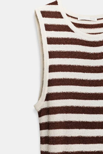 Robe longue à rayures plissée texturée