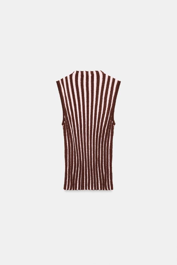 Top sans manches à rayures texturé