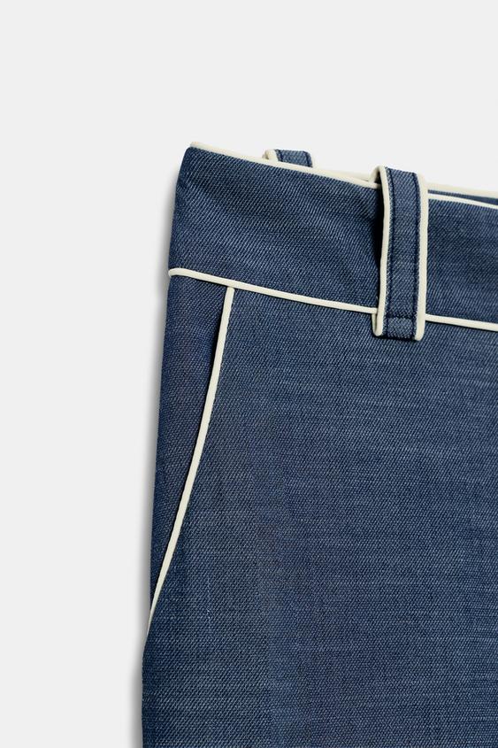Pantalon large à passepoils contrastés