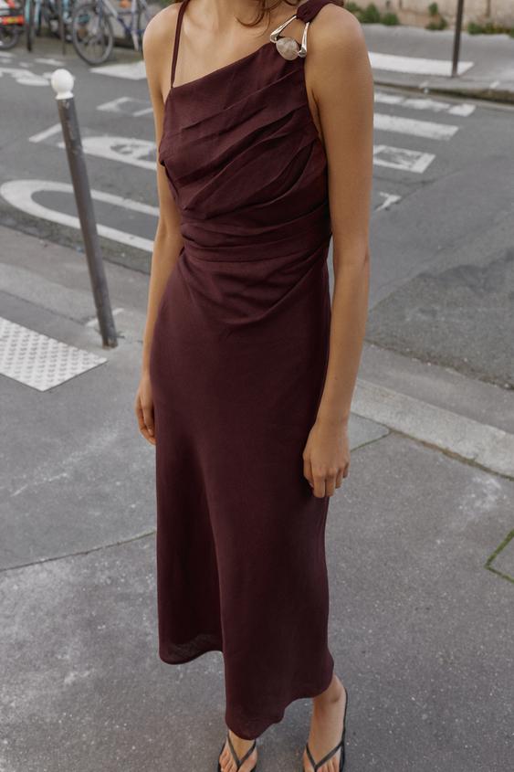 Robe midi asymétrique 100 % lin