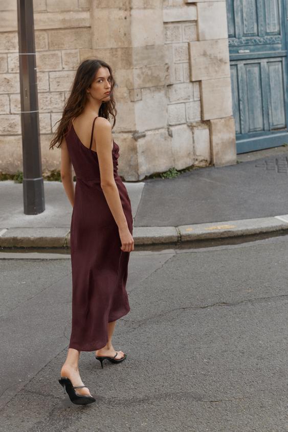 Robe midi asymétrique 100 % lin