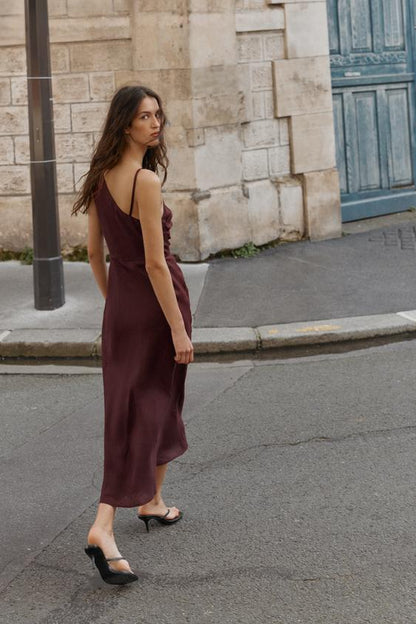 Robe midi asymétrique 100 % lin