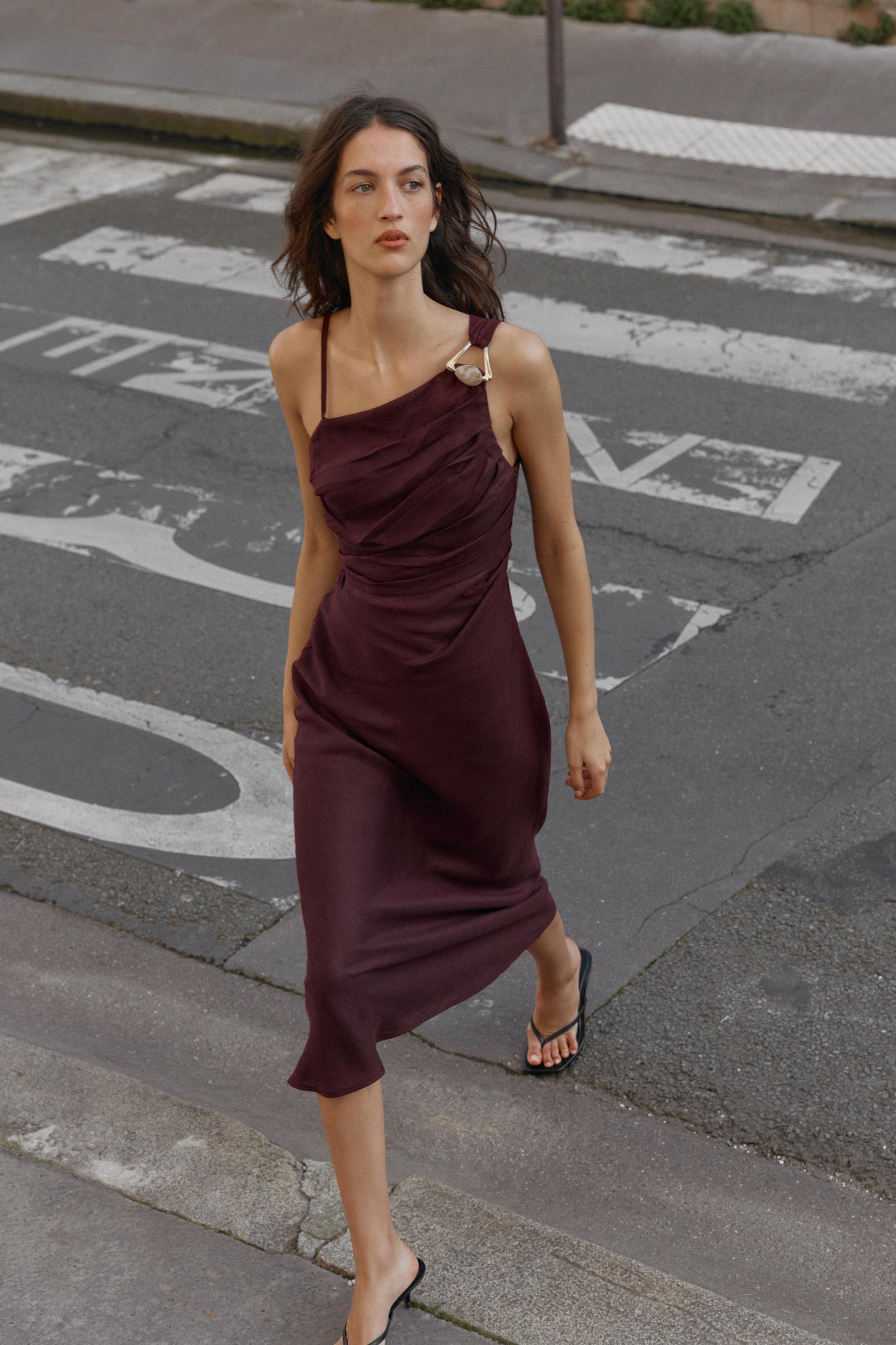 Robe midi asymétrique 100 % lin