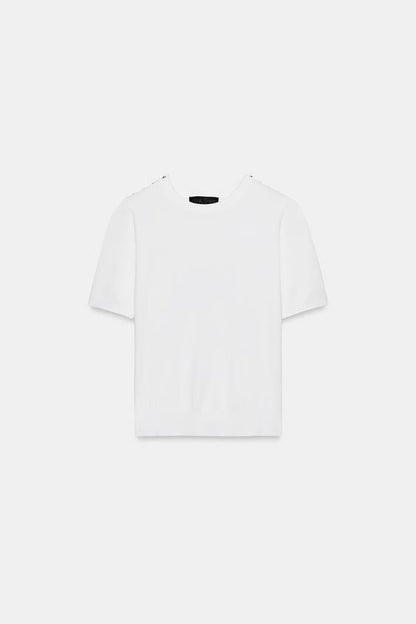 Pull basique en maille à manches courtes
