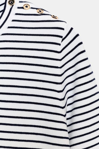 Pull en maille à rayures à manches courtes