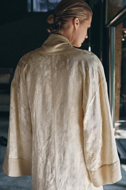 Manteau contrasté en jacquard de lin Édition limitée