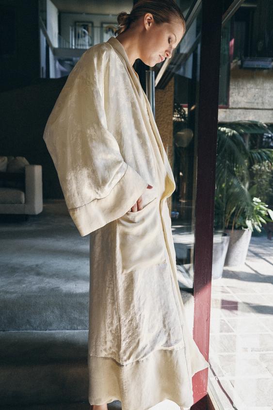 Manteau contrasté en jacquard de lin Édition limitée