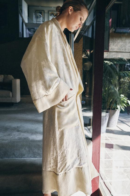 Manteau contrasté en jacquard de lin Édition limitée