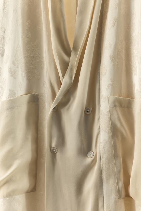 Manteau contrasté en jacquard de lin Édition limitée