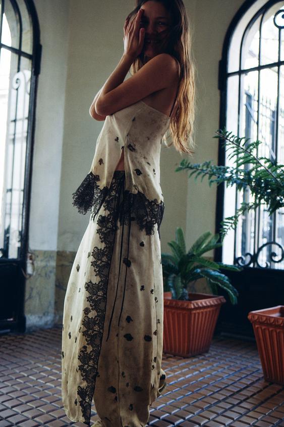 Jupe-culotte imprimée en dentelle