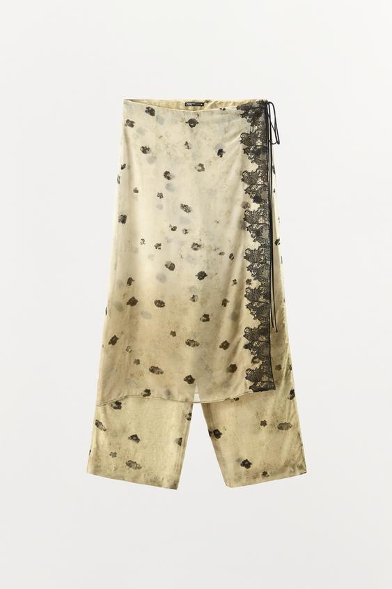Jupe-culotte imprimée en dentelle