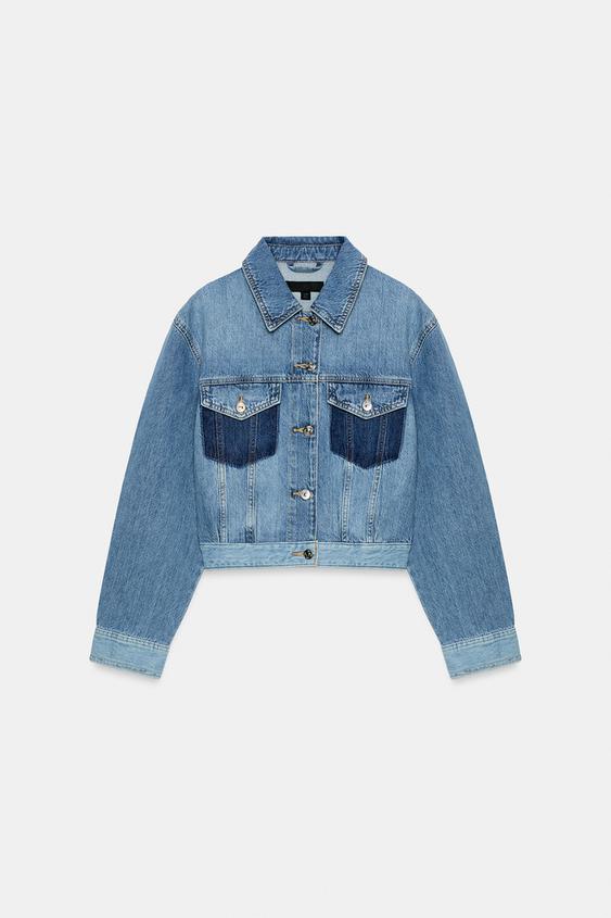 Blouson Z1975 court contrasté en denim