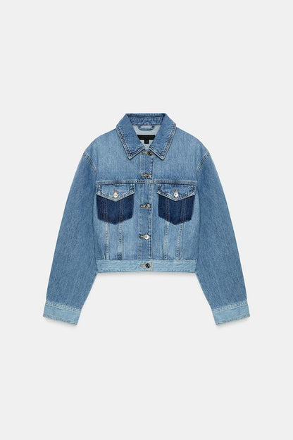 Blouson Z1975 court contrasté en denim