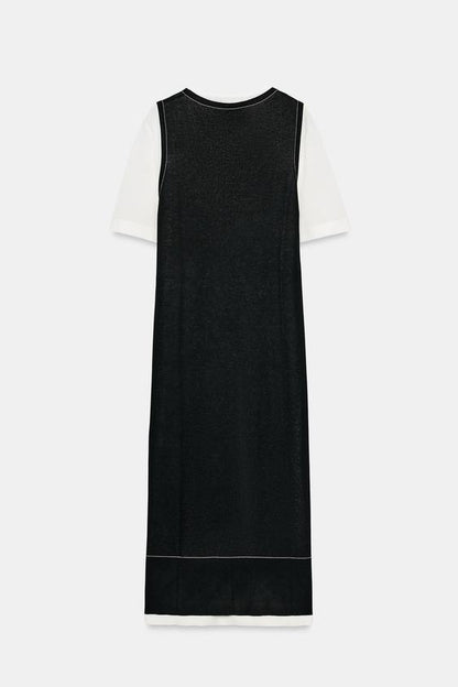 Robe en maille contrastée