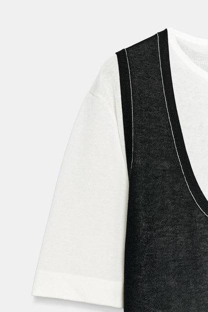Robe en maille contrastée