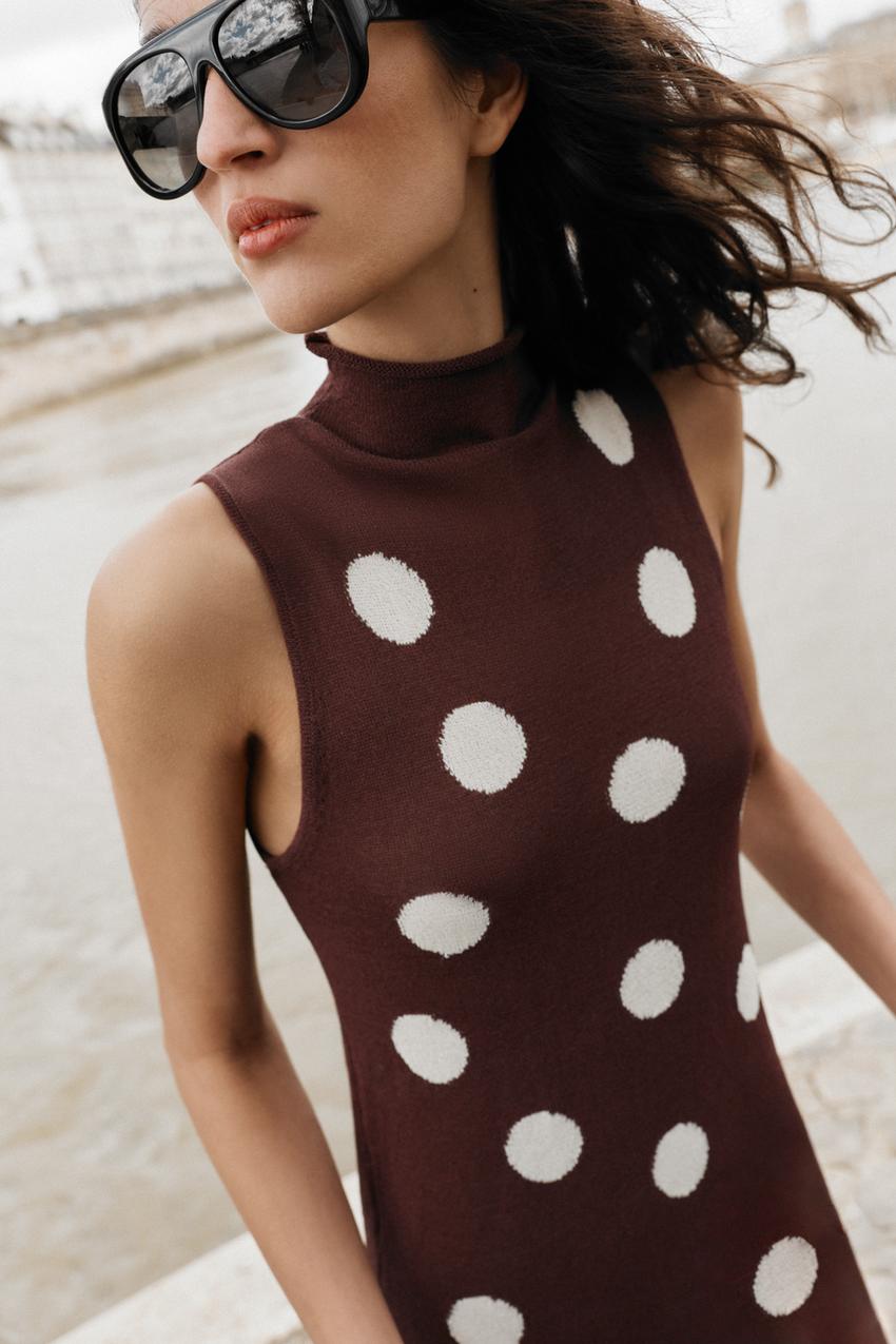 Robe en maille à pois