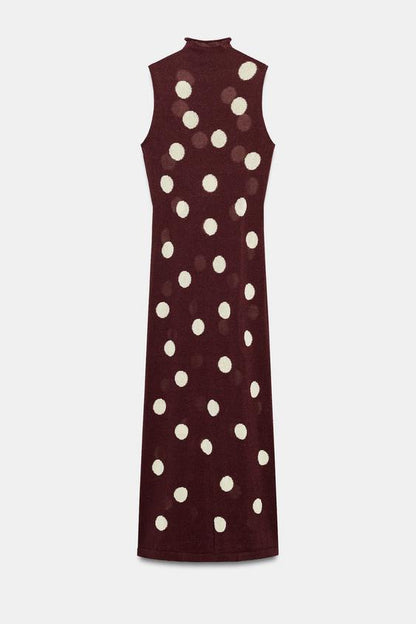 Robe en maille à pois
