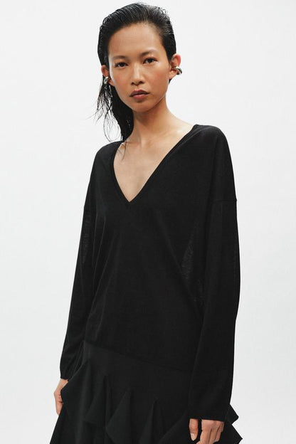 Pull en maille fine à décolleté en V