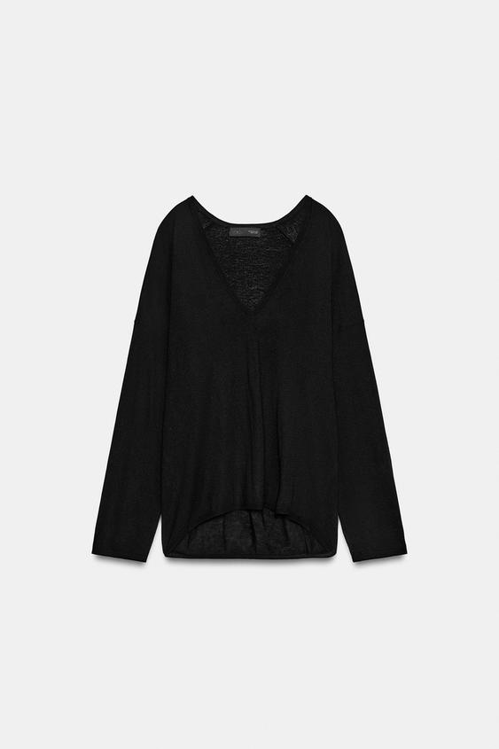 Pull en maille fine à décolleté en V